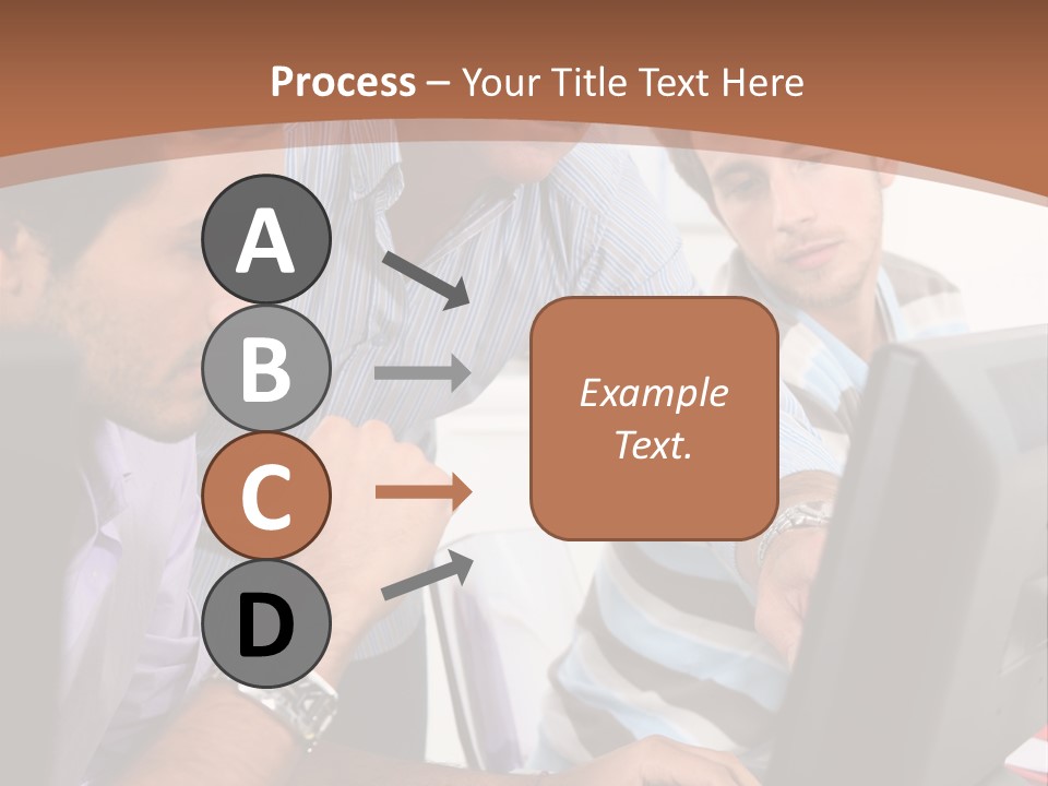 A Group Of Men Looking At A Computer Screen PowerPoint Template