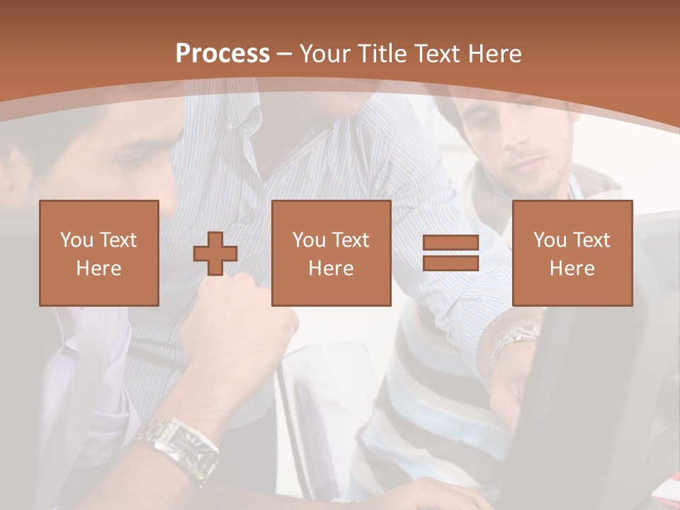 A Group Of Men Looking At A Computer Screen PowerPoint Template