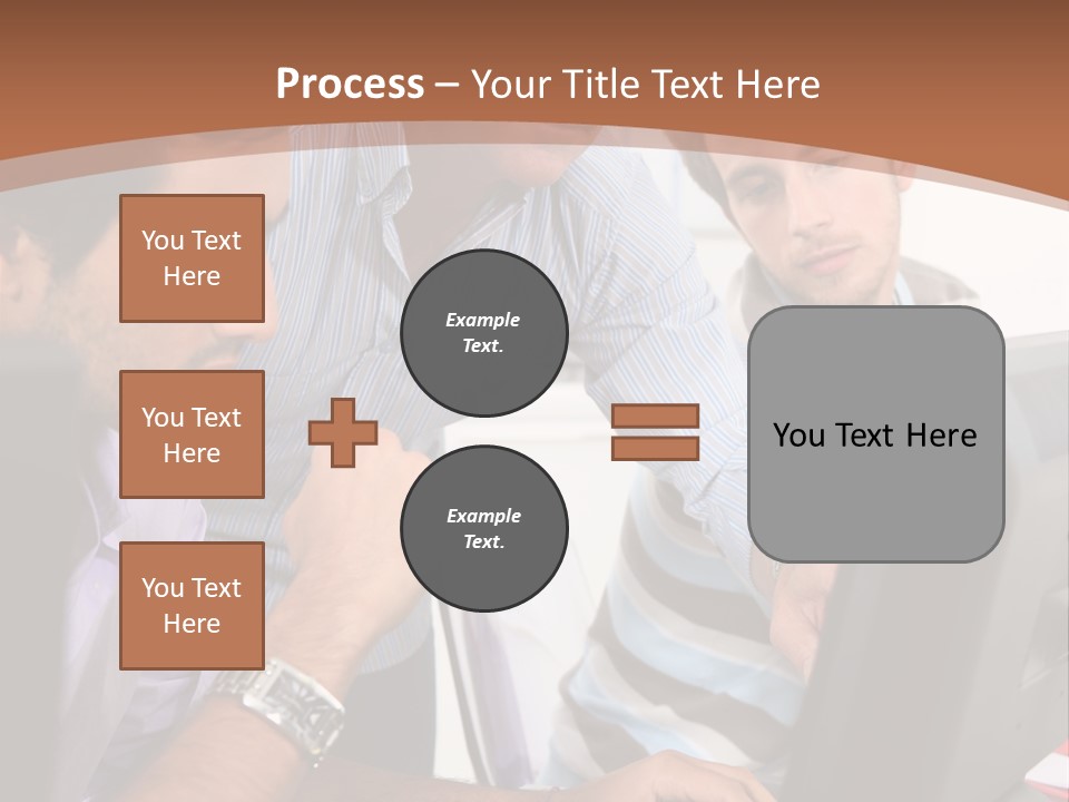 A Group Of Men Looking At A Computer Screen PowerPoint Template