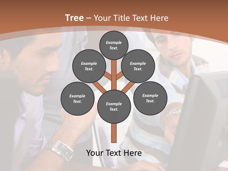A Group Of Men Looking At A Computer Screen PowerPoint Template