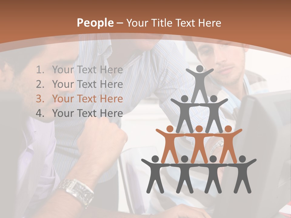 A Group Of Men Looking At A Computer Screen PowerPoint Template