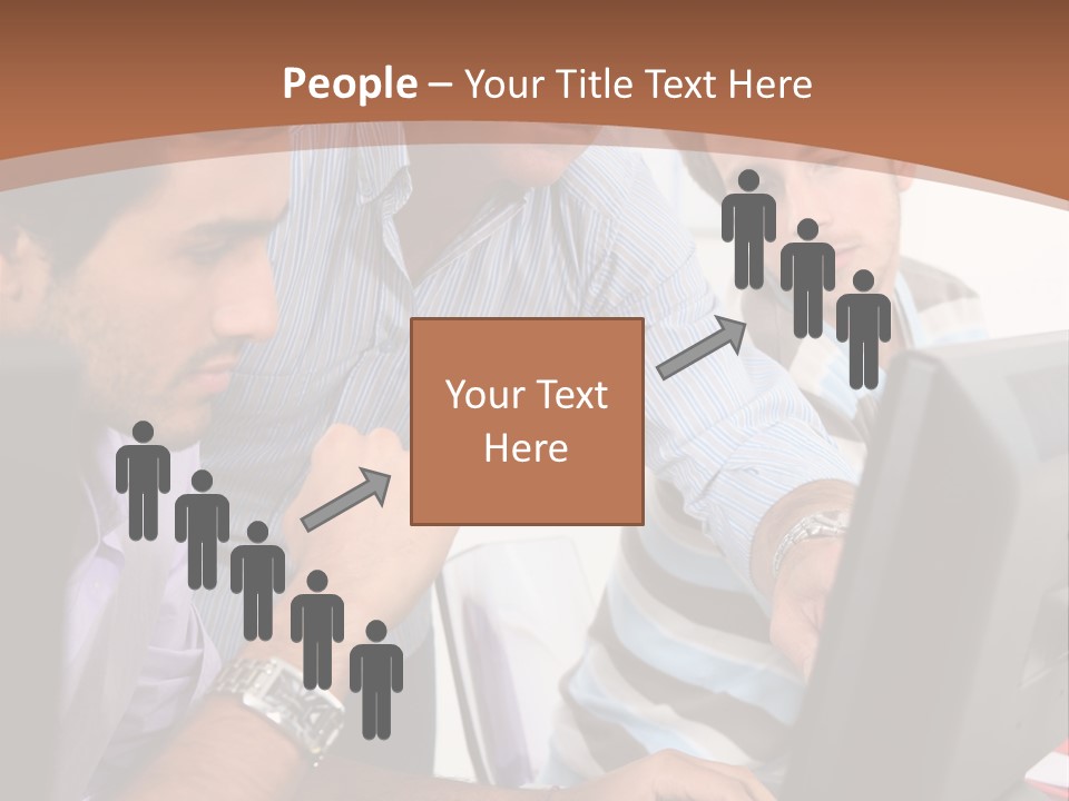 A Group Of Men Looking At A Computer Screen PowerPoint Template