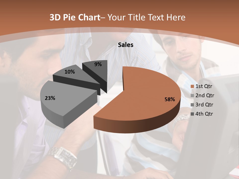 A Group Of Men Looking At A Computer Screen PowerPoint Template