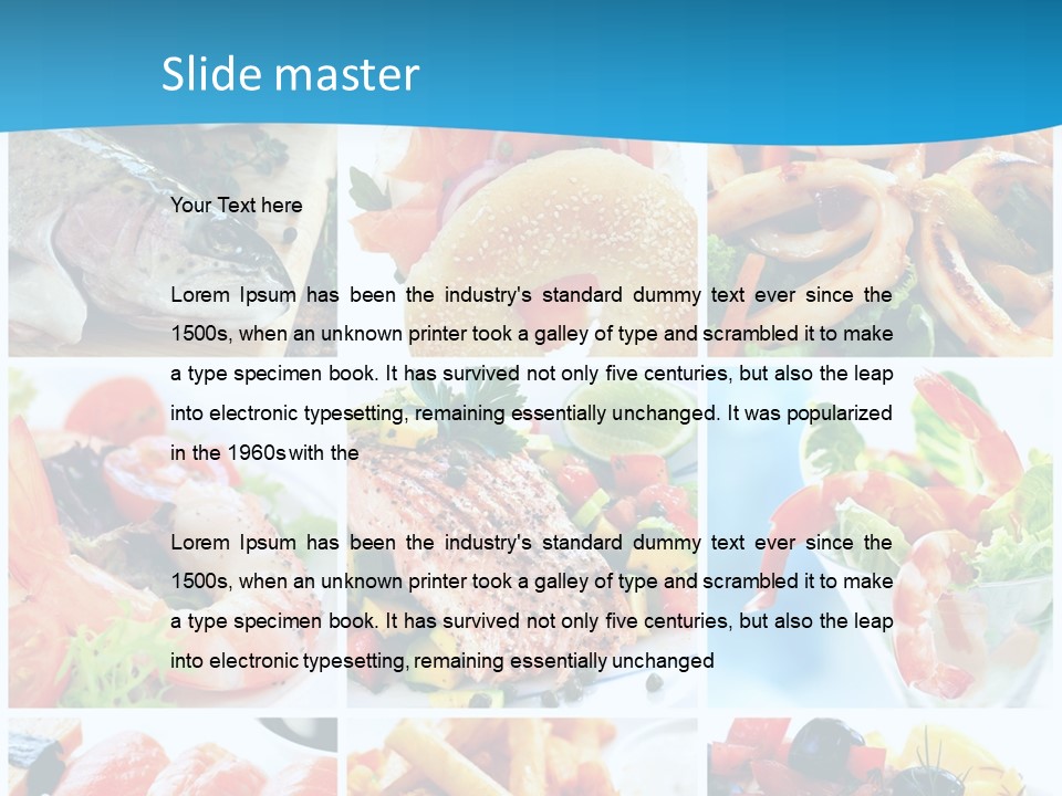 A Collage Of Different Food Items With A Blue Background PowerPoint Template