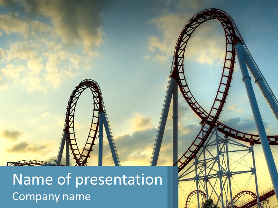 A Roller Coaster Roller Coaster At Sunset Powerpoint Template PowerPoint Template