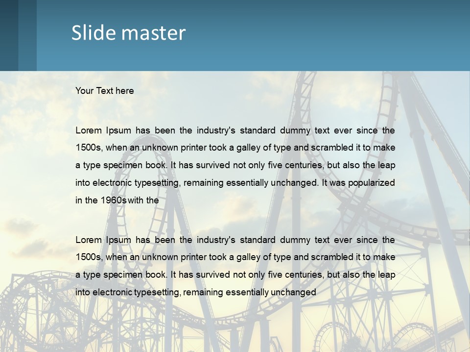 A Roller Coaster Roller Coaster At Sunset Powerpoint Template PowerPoint Template