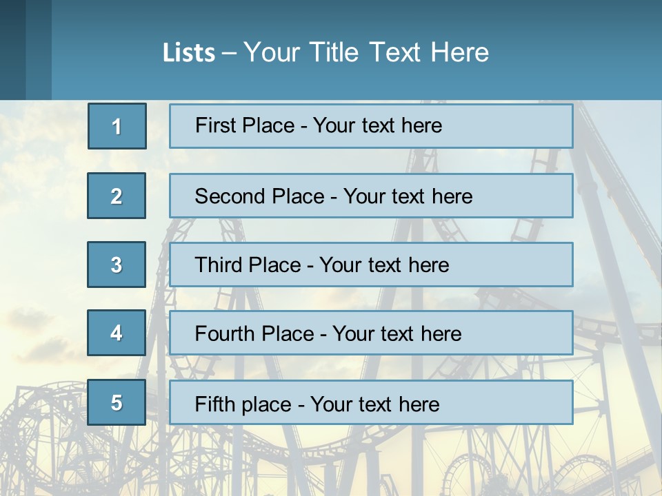 A Roller Coaster Roller Coaster At Sunset Powerpoint Template PowerPoint Template