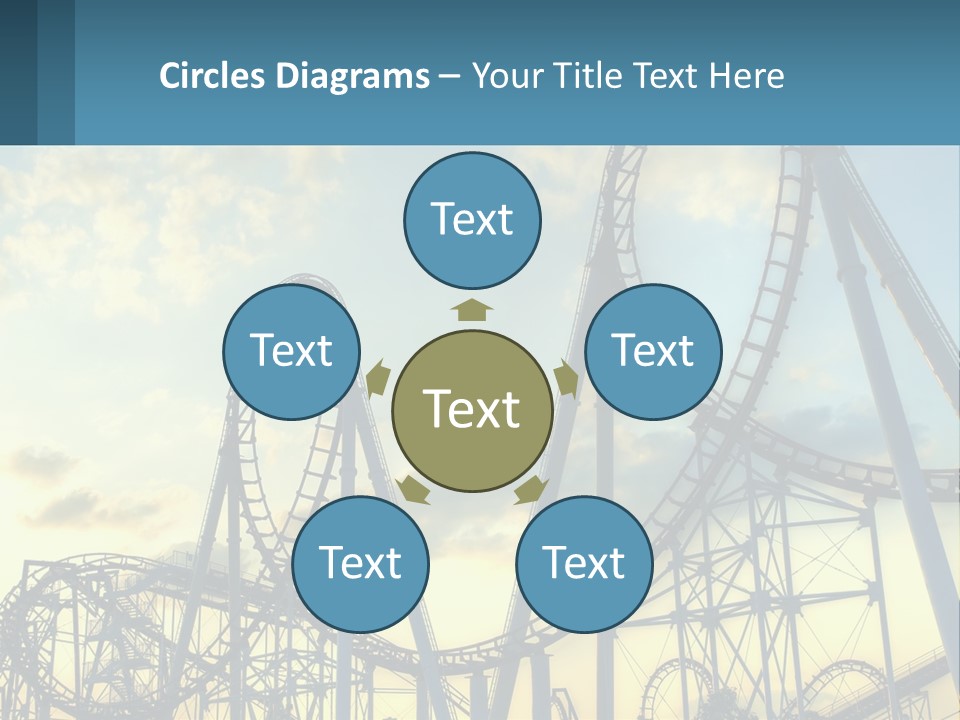 A Roller Coaster Roller Coaster At Sunset Powerpoint Template PowerPoint Template
