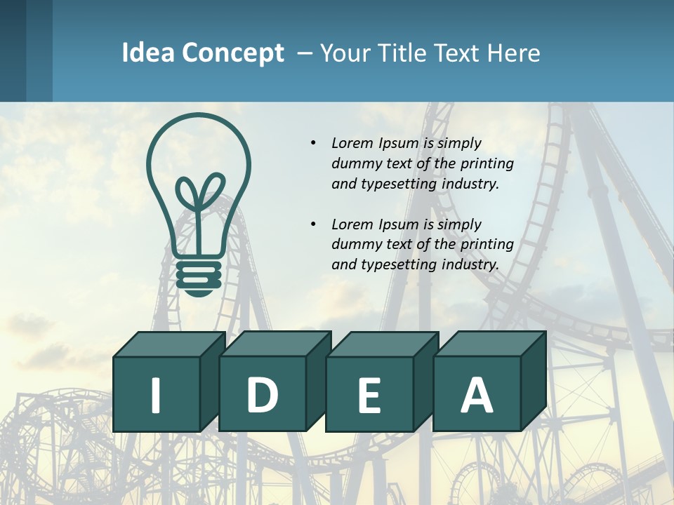 A Roller Coaster Roller Coaster At Sunset Powerpoint Template PowerPoint Template