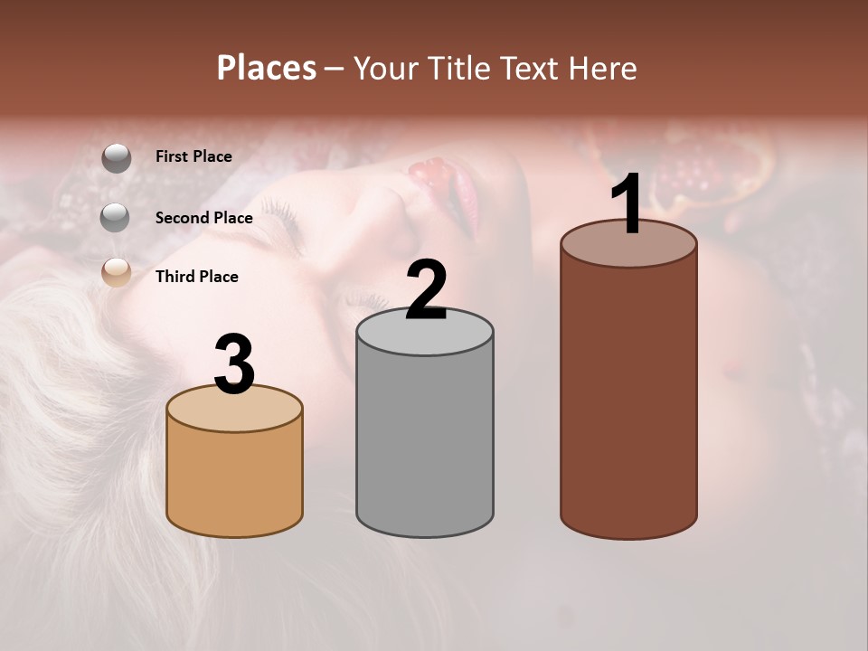 A Woman Laying On Top Of A Bed Next To A Pomegranate PowerPoint Template