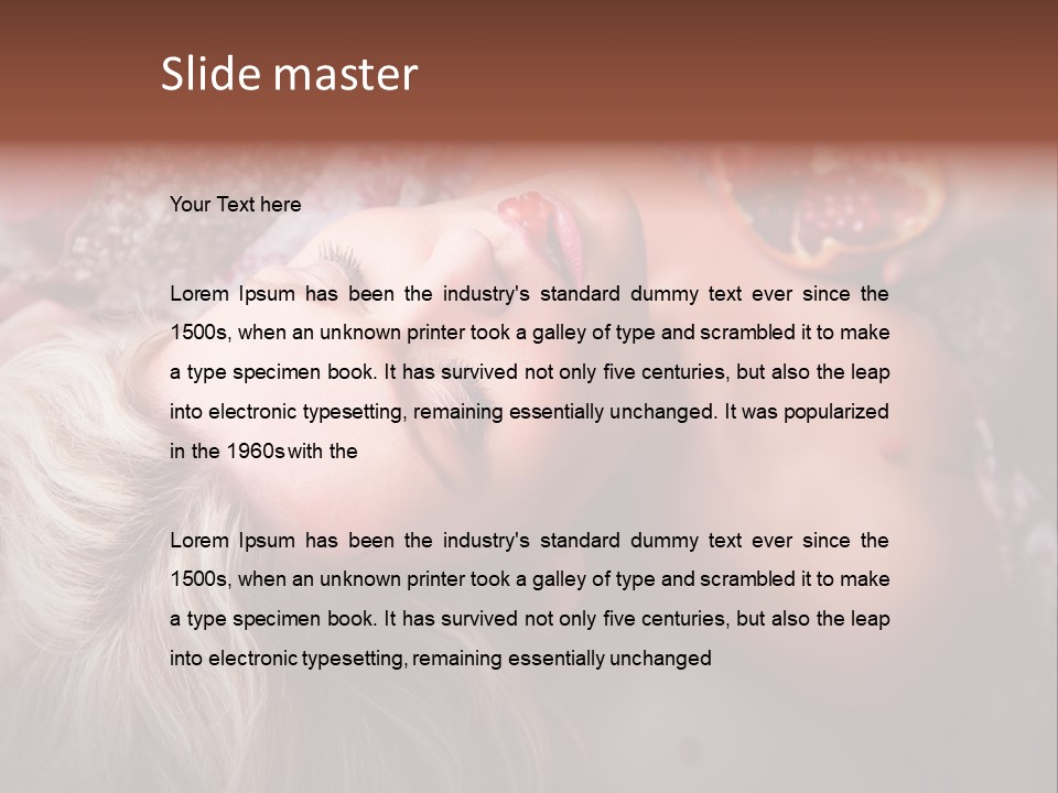 A Woman Laying On Top Of A Bed Next To A Pomegranate PowerPoint Template