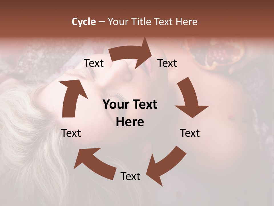 A Woman Laying On Top Of A Bed Next To A Pomegranate PowerPoint Template