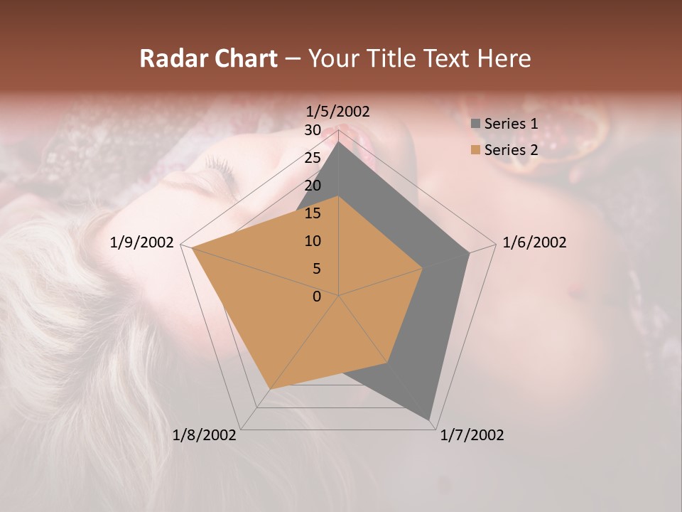 A Woman Laying On Top Of A Bed Next To A Pomegranate PowerPoint Template