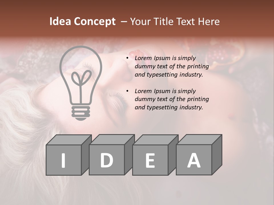 A Woman Laying On Top Of A Bed Next To A Pomegranate PowerPoint Template