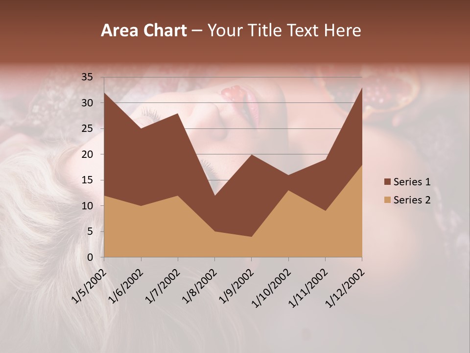 A Woman Laying On Top Of A Bed Next To A Pomegranate PowerPoint Template