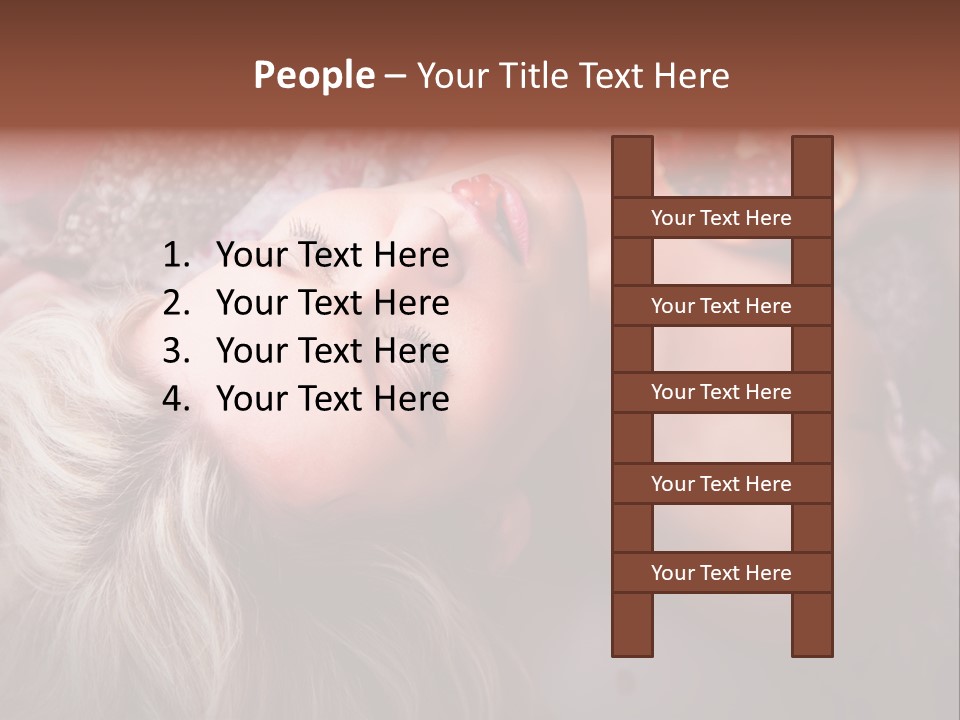 A Woman Laying On Top Of A Bed Next To A Pomegranate PowerPoint Template