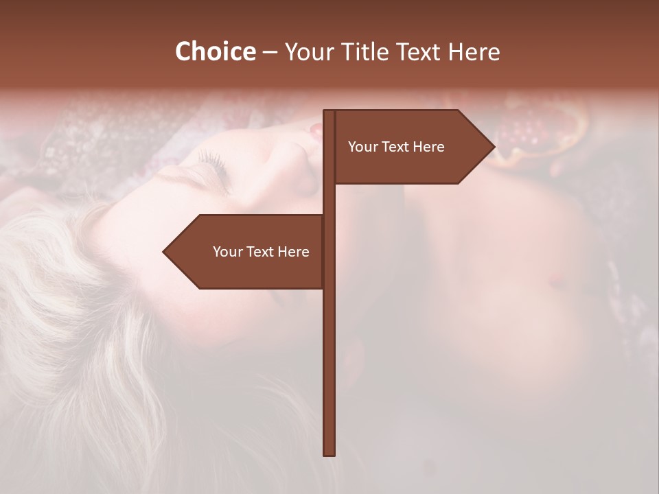 A Woman Laying On Top Of A Bed Next To A Pomegranate PowerPoint Template