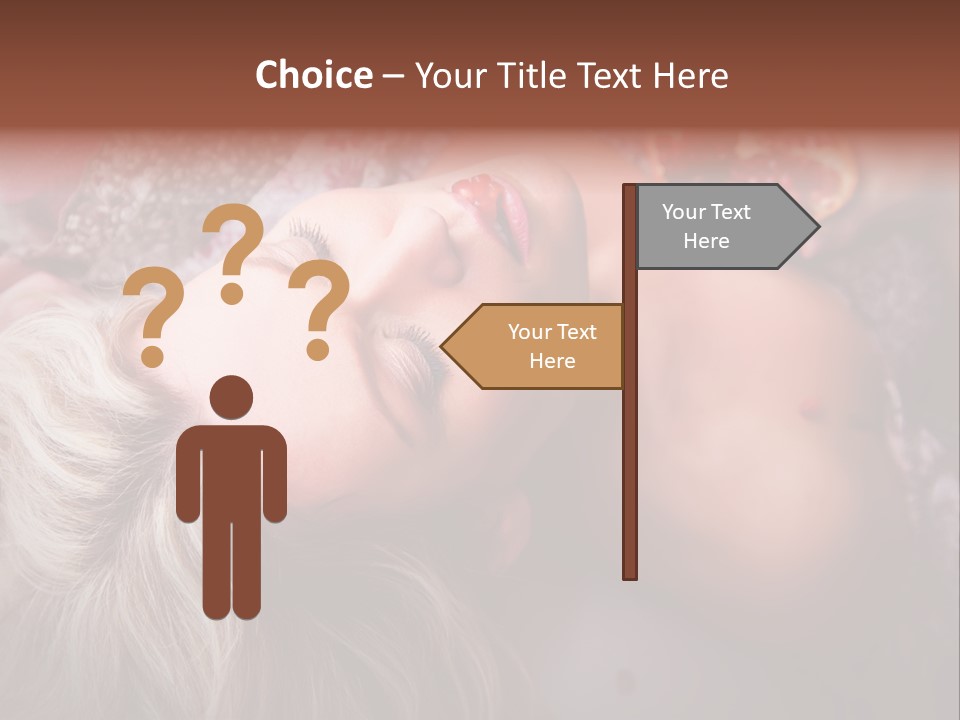 A Woman Laying On Top Of A Bed Next To A Pomegranate PowerPoint Template