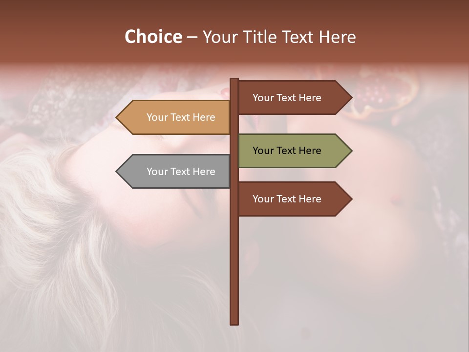 A Woman Laying On Top Of A Bed Next To A Pomegranate PowerPoint Template