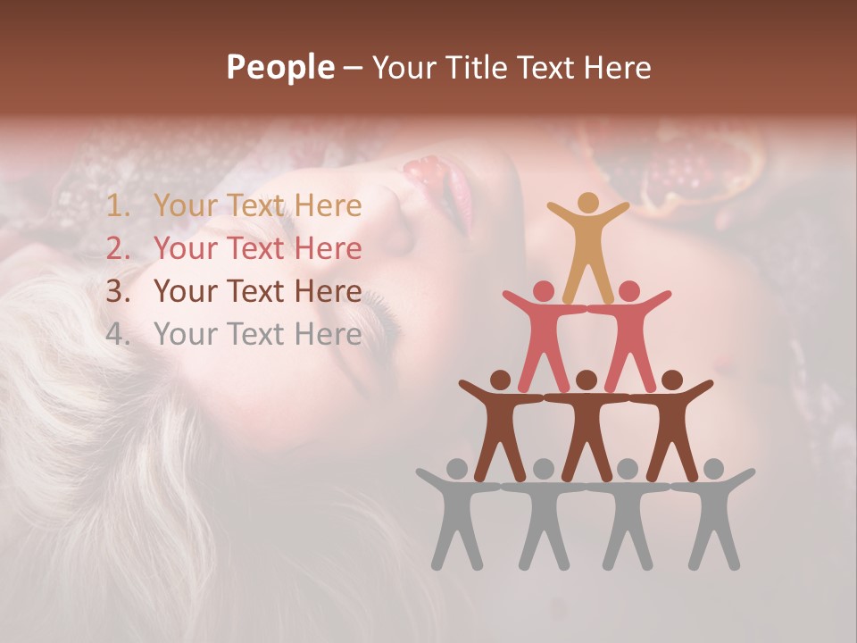 A Woman Laying On Top Of A Bed Next To A Pomegranate PowerPoint Template