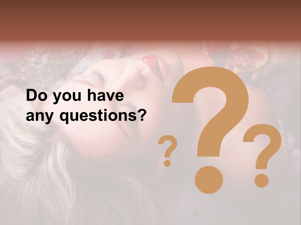 A Woman Laying On Top Of A Bed Next To A Pomegranate PowerPoint Template