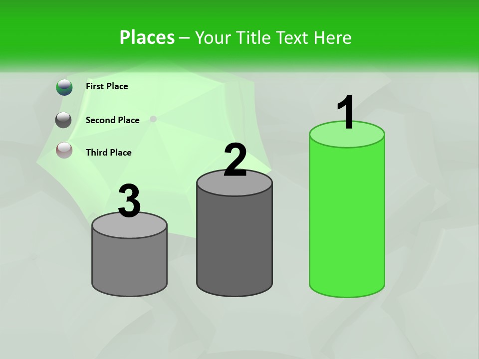 A Green Umbrella Sitting On Top Of A Pile Of Gray Blocks PowerPoint Template