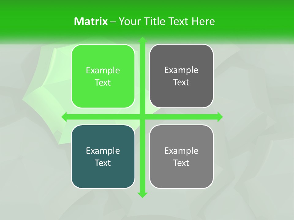 A Green Umbrella Sitting On Top Of A Pile Of Gray Blocks PowerPoint Template