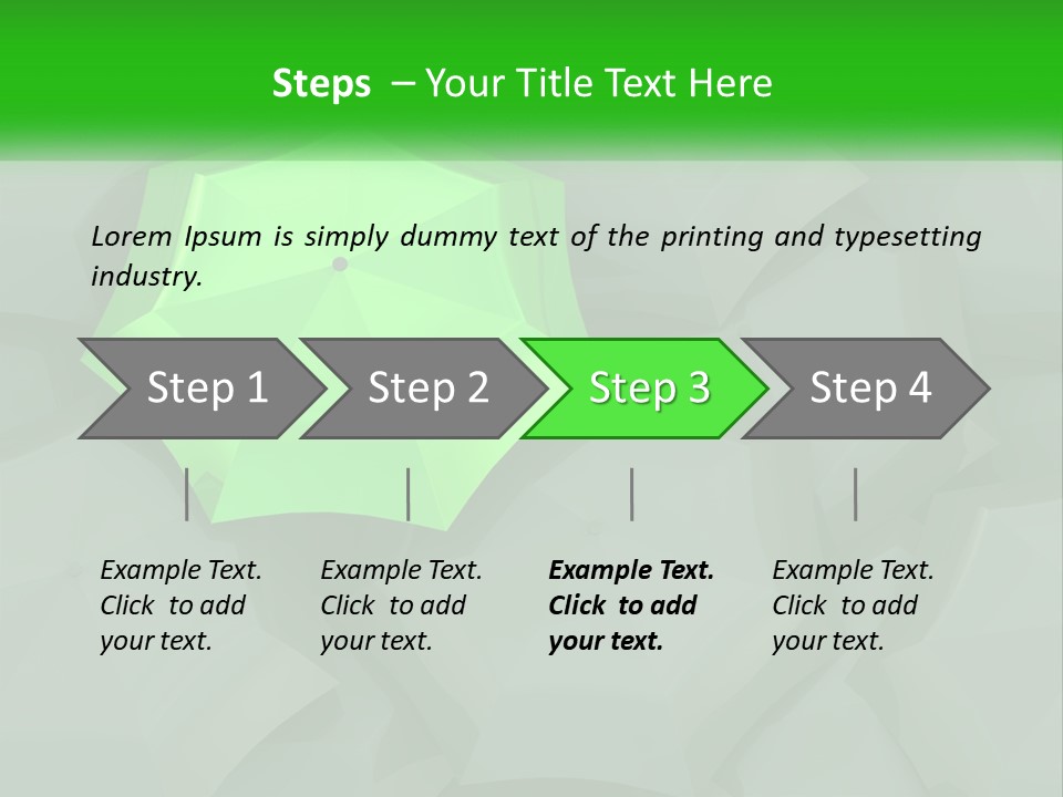 A Green Umbrella Sitting On Top Of A Pile Of Gray Blocks PowerPoint Template