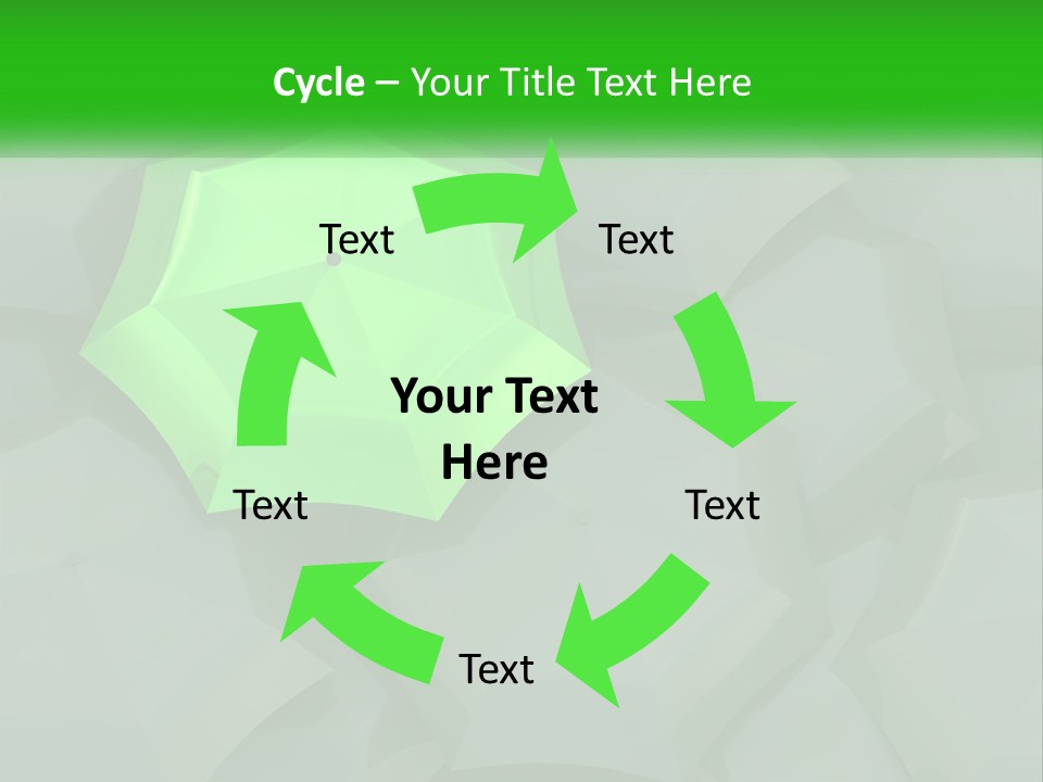A Green Umbrella Sitting On Top Of A Pile Of Gray Blocks PowerPoint Template