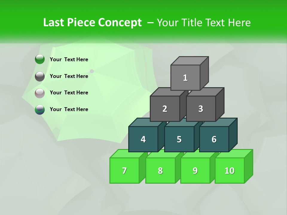 A Green Umbrella Sitting On Top Of A Pile Of Gray Blocks PowerPoint Template