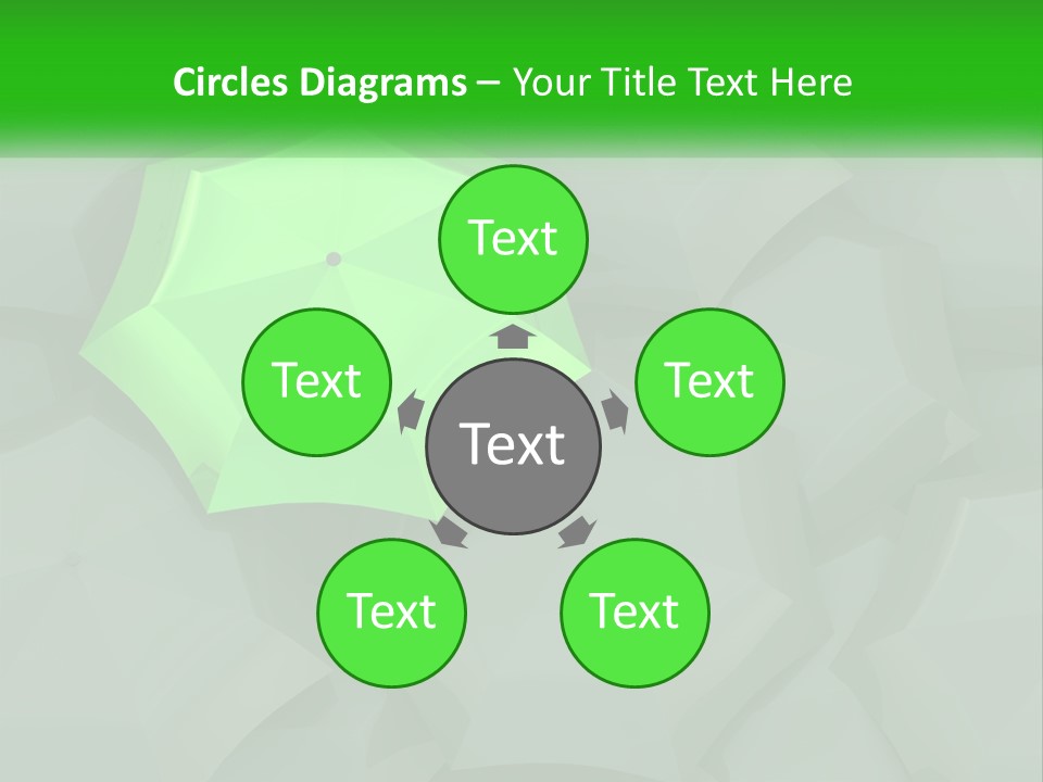 A Green Umbrella Sitting On Top Of A Pile Of Gray Blocks PowerPoint Template