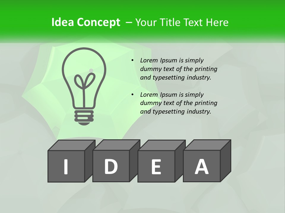 A Green Umbrella Sitting On Top Of A Pile Of Gray Blocks PowerPoint Template