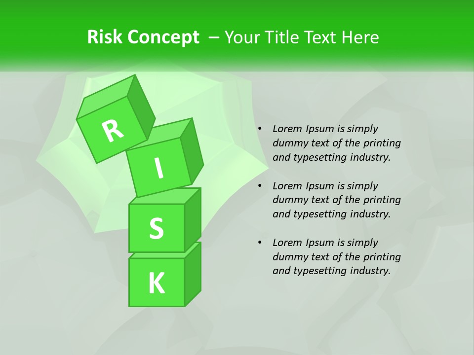 A Green Umbrella Sitting On Top Of A Pile Of Gray Blocks PowerPoint Template