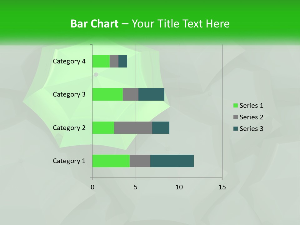 A Green Umbrella Sitting On Top Of A Pile Of Gray Blocks PowerPoint Template