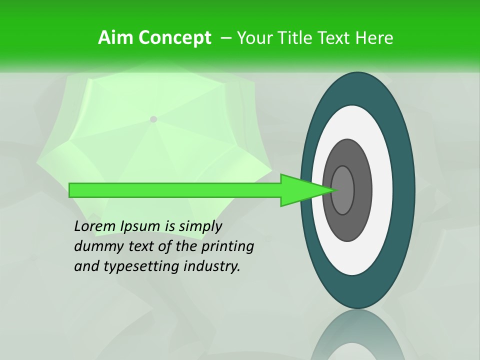 A Green Umbrella Sitting On Top Of A Pile Of Gray Blocks PowerPoint Template