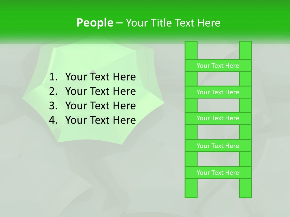A Green Umbrella Sitting On Top Of A Pile Of Gray Blocks PowerPoint Template