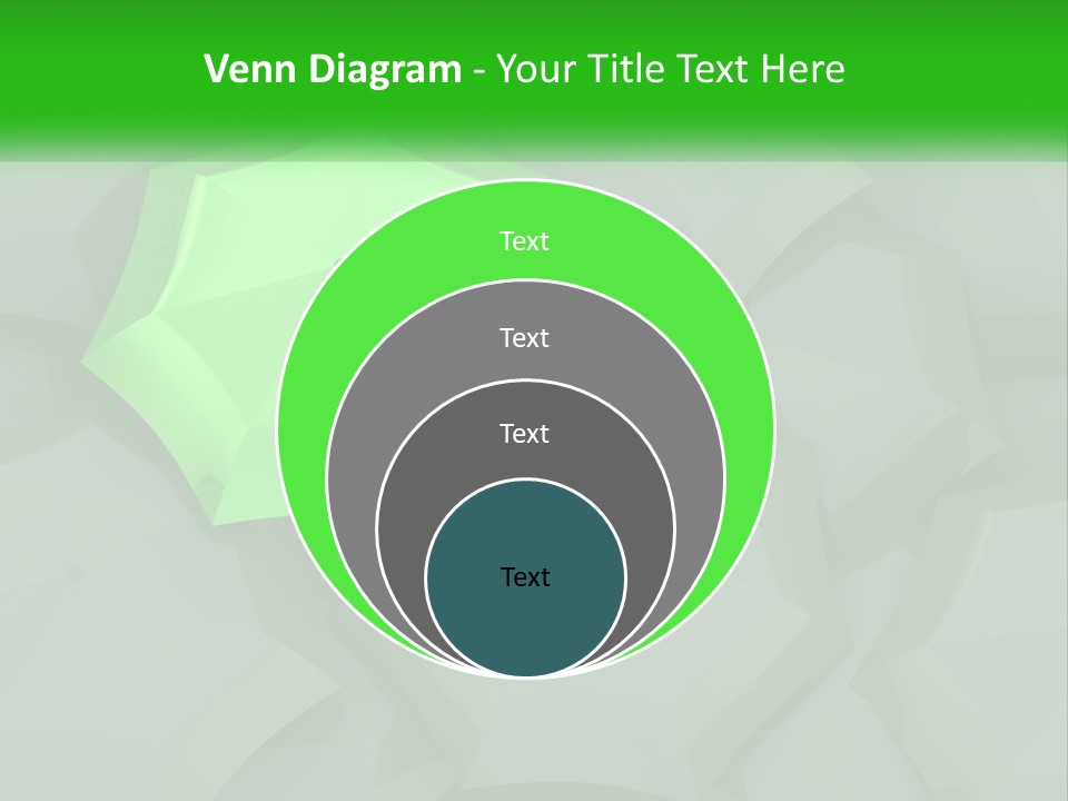 A Green Umbrella Sitting On Top Of A Pile Of Gray Blocks PowerPoint Template