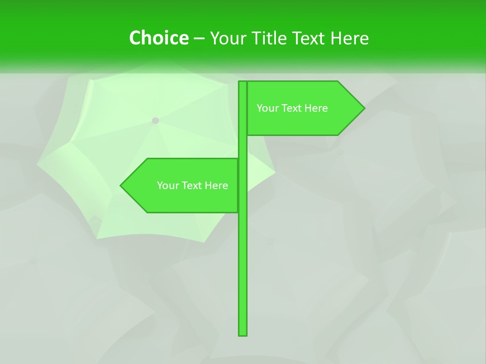 A Green Umbrella Sitting On Top Of A Pile Of Gray Blocks PowerPoint Template