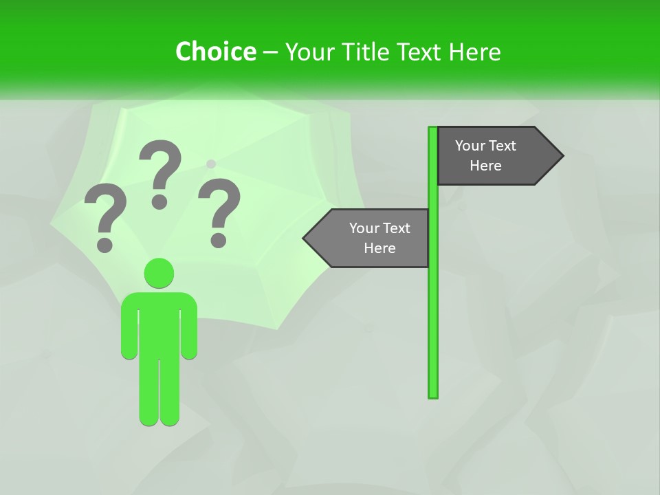 A Green Umbrella Sitting On Top Of A Pile Of Gray Blocks PowerPoint Template