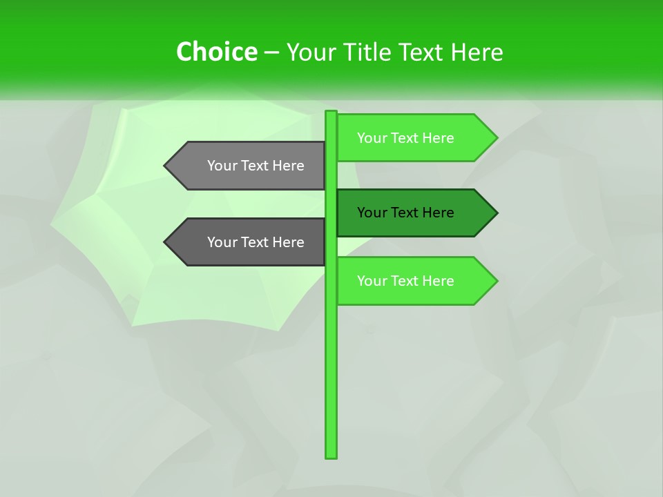 A Green Umbrella Sitting On Top Of A Pile Of Gray Blocks PowerPoint Template