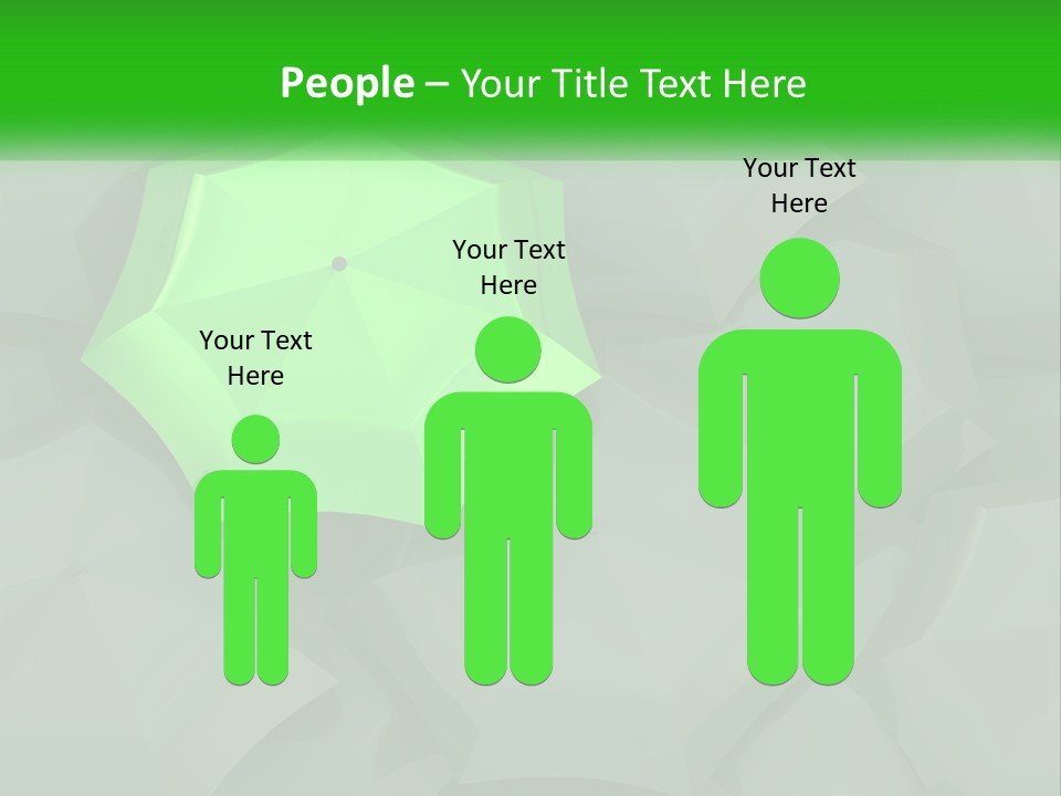 A Green Umbrella Sitting On Top Of A Pile Of Gray Blocks PowerPoint Template