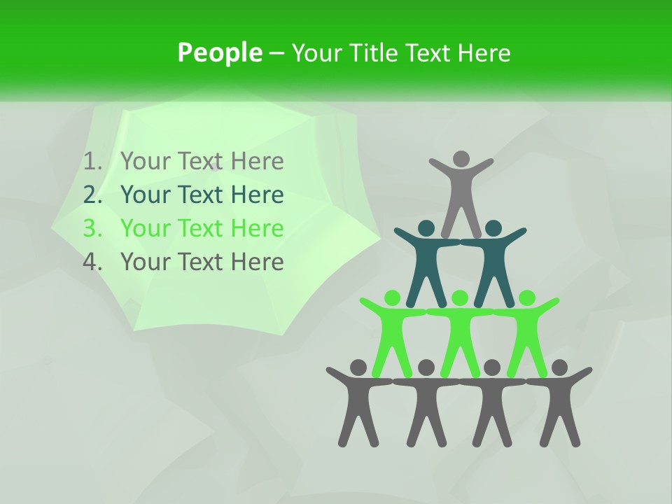 A Green Umbrella Sitting On Top Of A Pile Of Gray Blocks PowerPoint Template