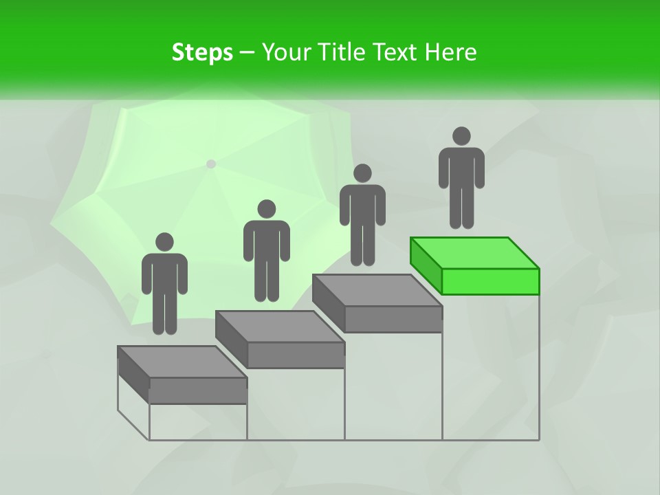 A Green Umbrella Sitting On Top Of A Pile Of Gray Blocks PowerPoint Template