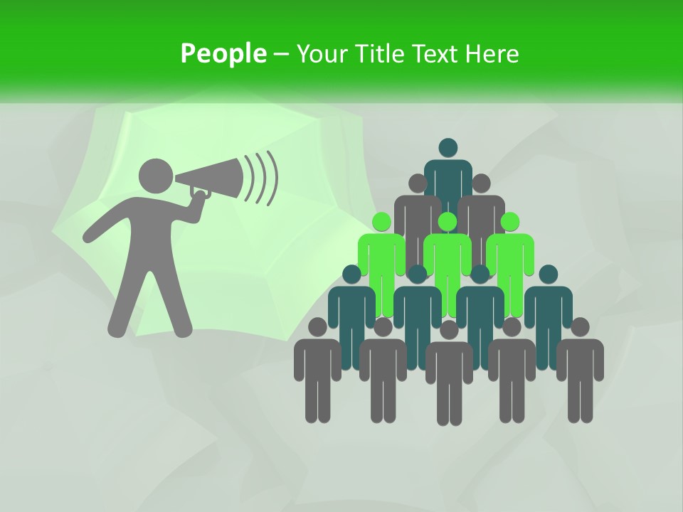 A Green Umbrella Sitting On Top Of A Pile Of Gray Blocks PowerPoint Template