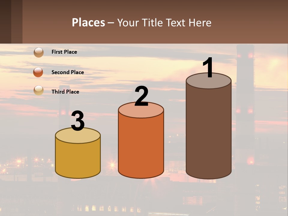 A Power Plant With Red Lights At Sunset PowerPoint Template