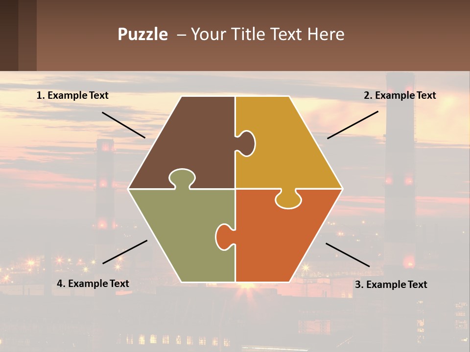 A Power Plant With Red Lights At Sunset PowerPoint Template