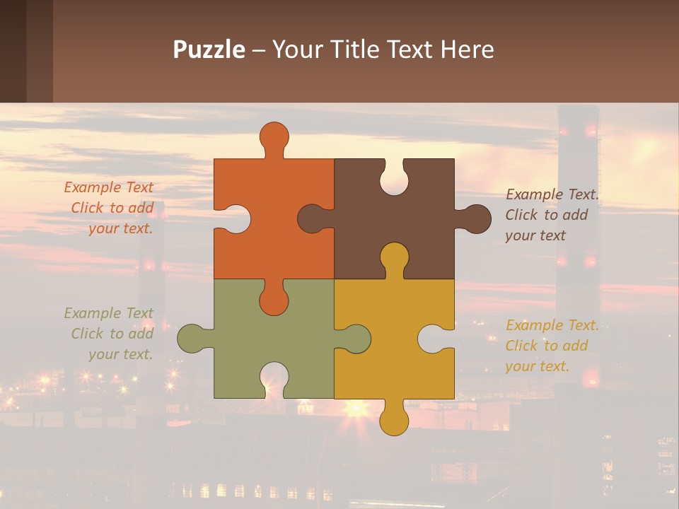 A Power Plant With Red Lights At Sunset PowerPoint Template