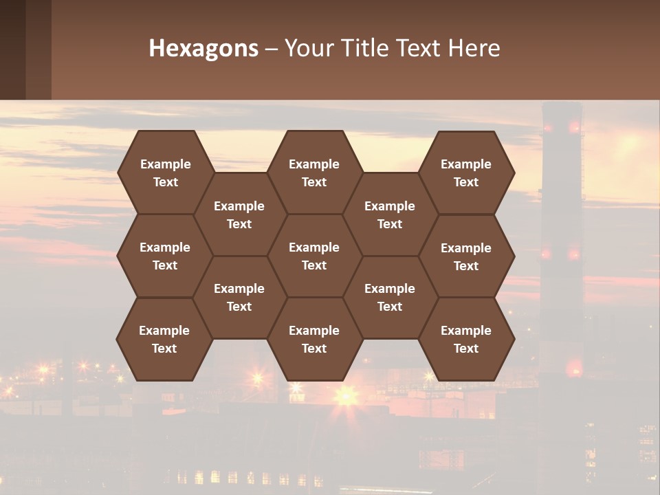 A Power Plant With Red Lights At Sunset PowerPoint Template