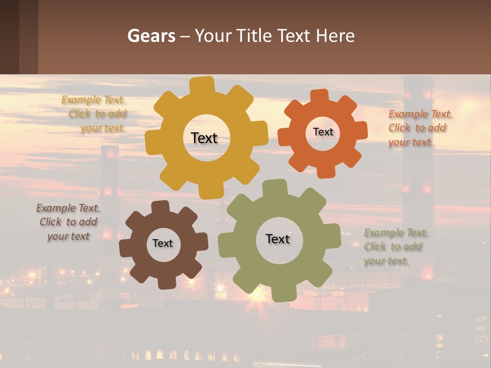 A Power Plant With Red Lights At Sunset PowerPoint Template