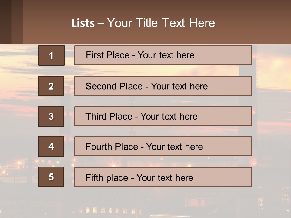 A Power Plant With Red Lights At Sunset PowerPoint Template